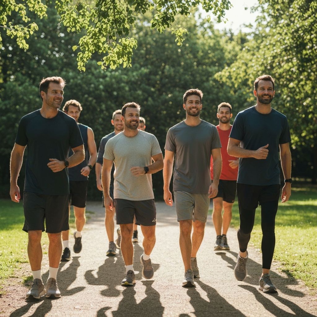 Active men's lifestyle with natural daily routines